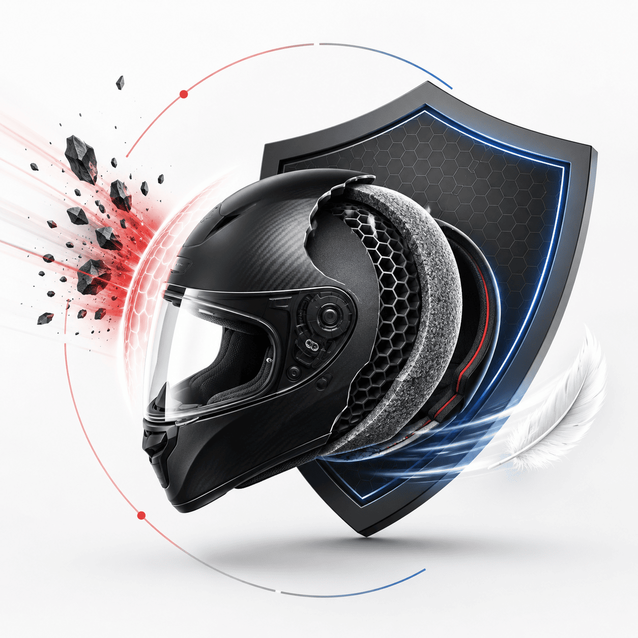 Materiales de protección para casco de moto